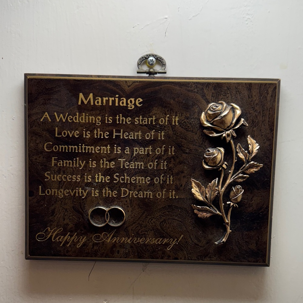 Anniversary Plaque with Gold Rose Design